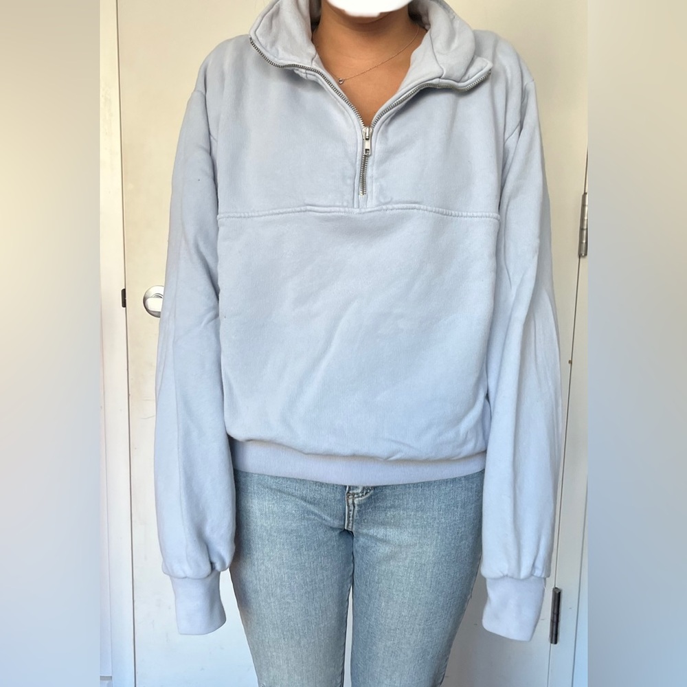 💗Brandy Melville - Quarter Zip - Baby blue. One size. Excellent condition